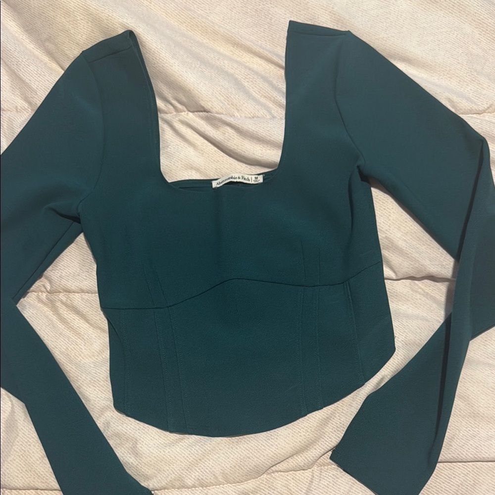 Abercrombie green long sleeve corset top